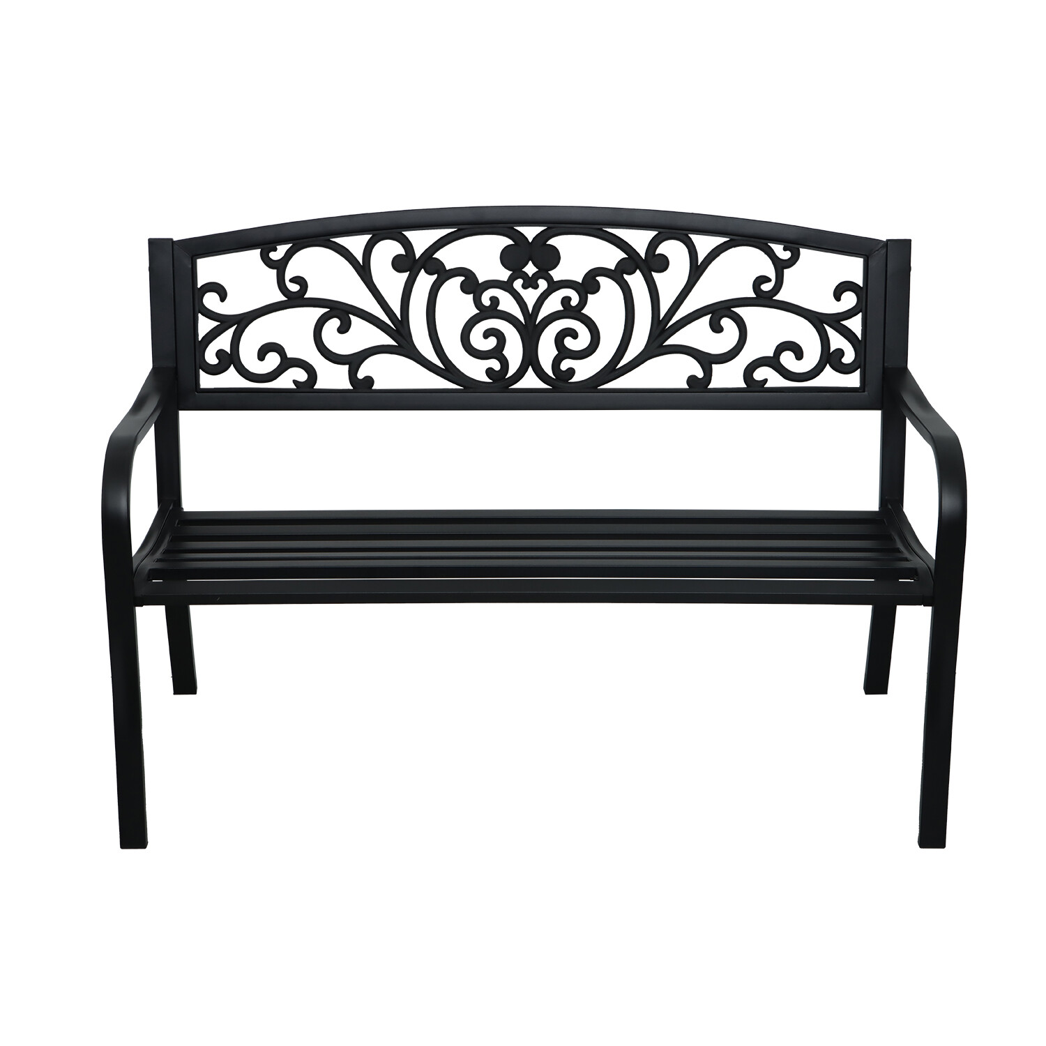 Evie Metal Garden Bench - Black Image 3
