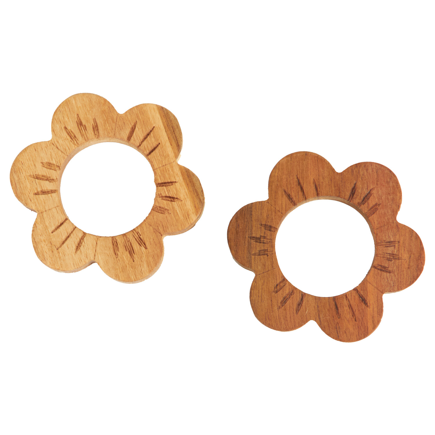 Pack of 2 Acacia Flower Napkin Rings - Brown Image 2