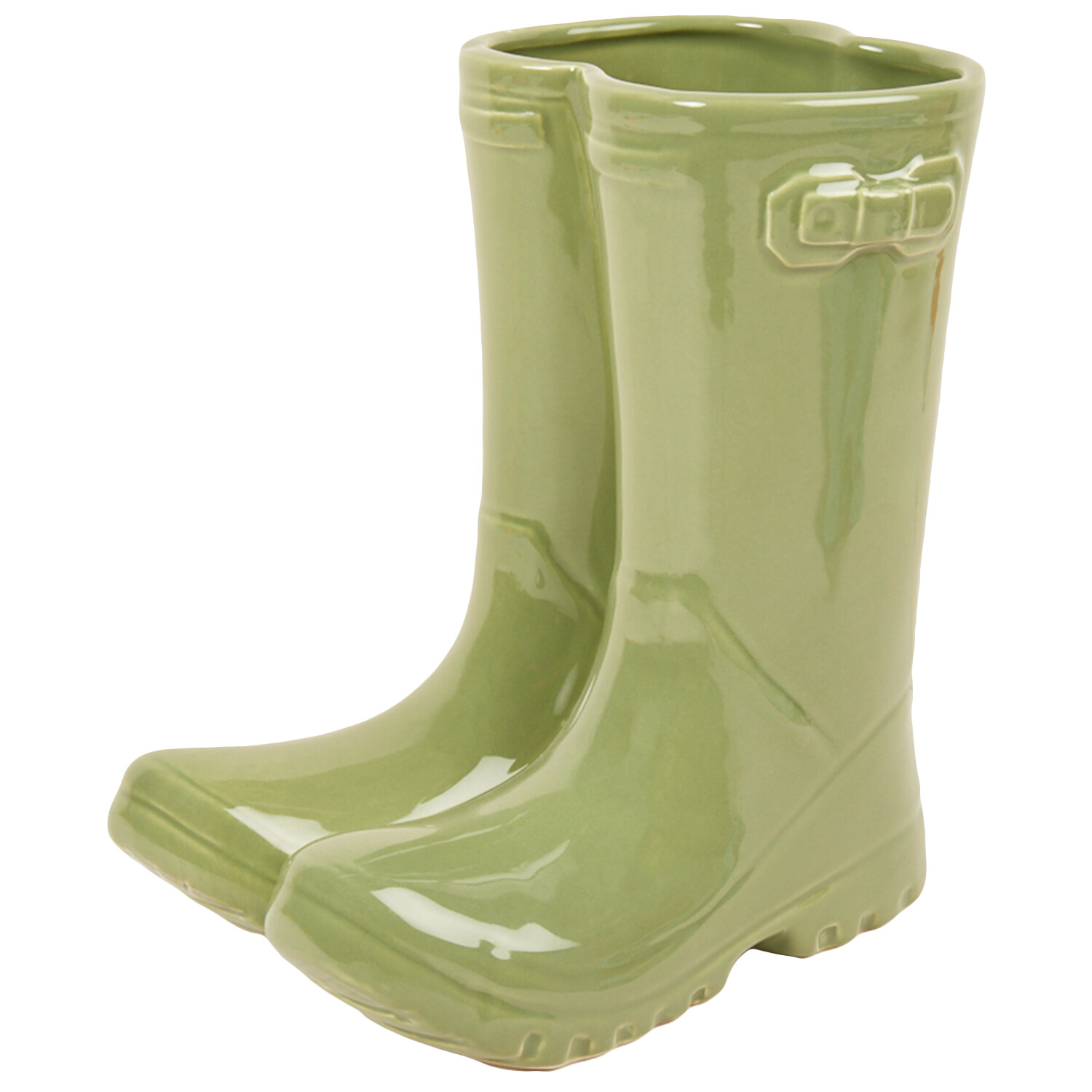 Wellington Boot Vase Ornament 22cm - Green Image 2