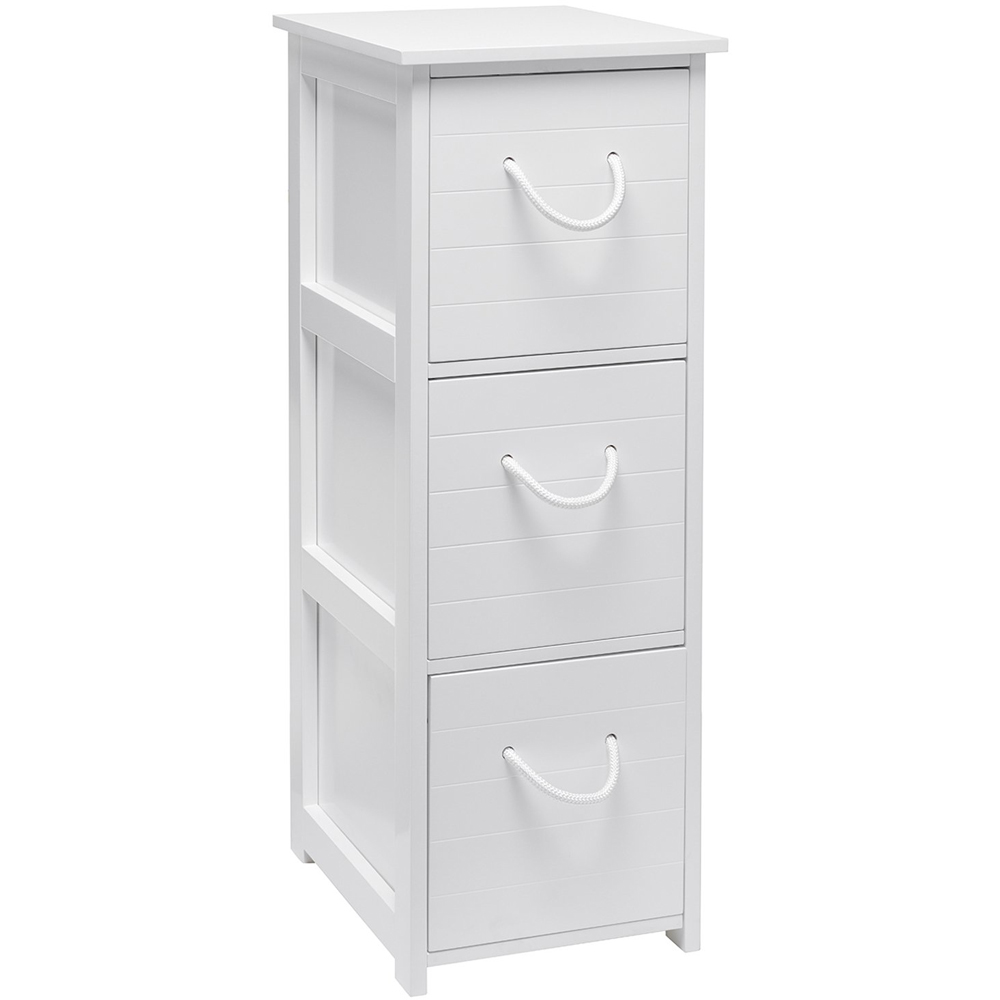 Aura 3 Drawer White Cabinet with Rope Handles Image 1