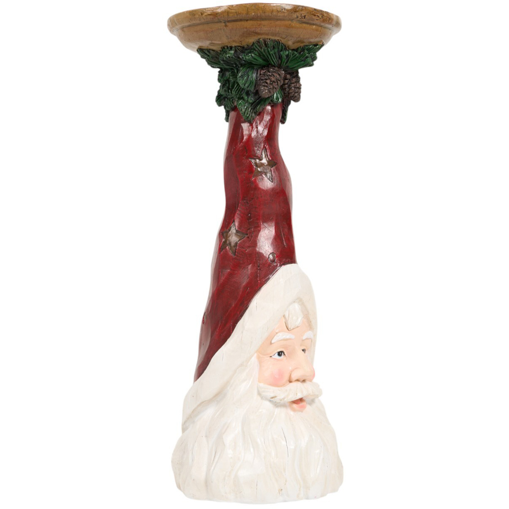 Wood Effect Santa Candle Holder - White and Red Image 2