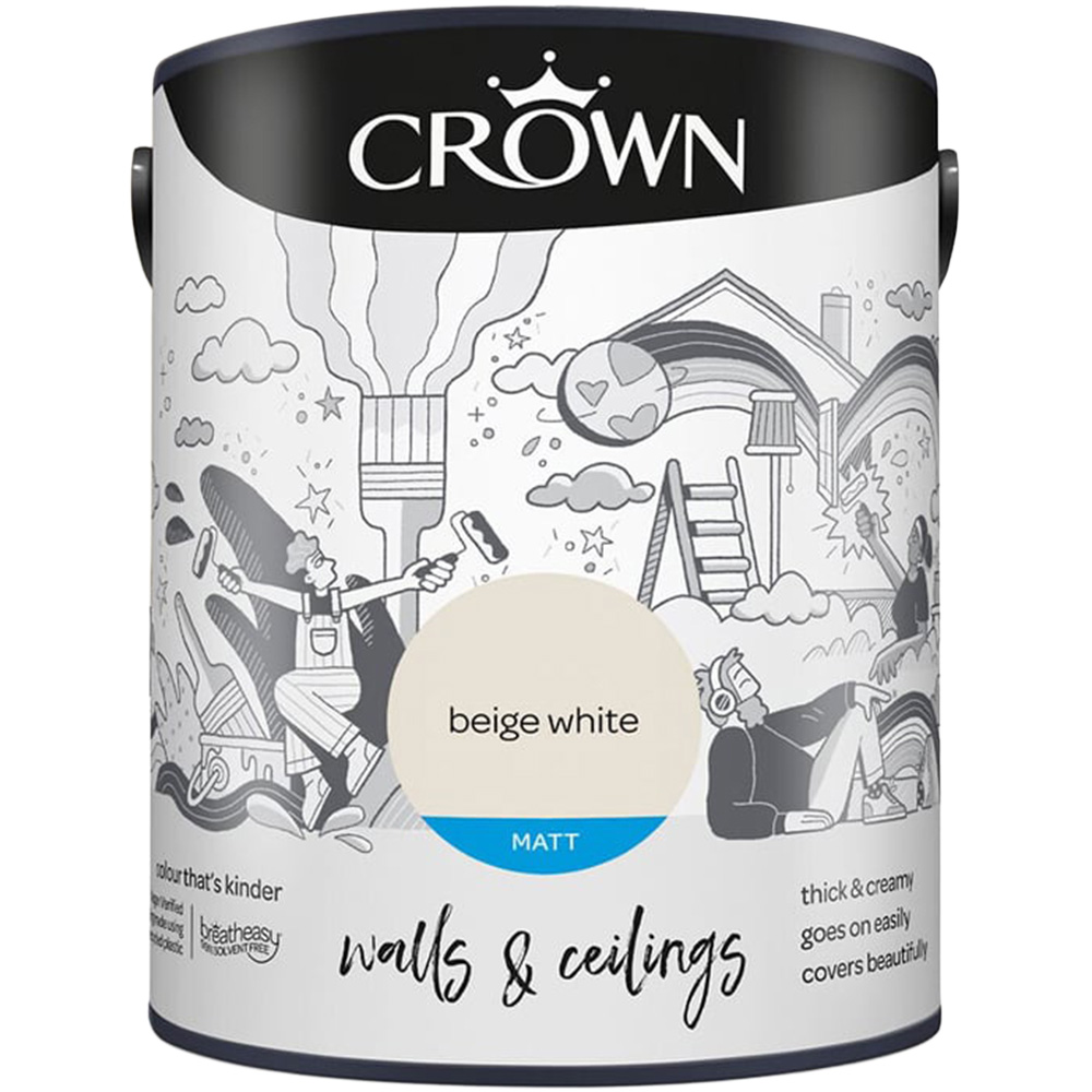 Crown Matt Emulsion Paint 5L - Beige White Image 2