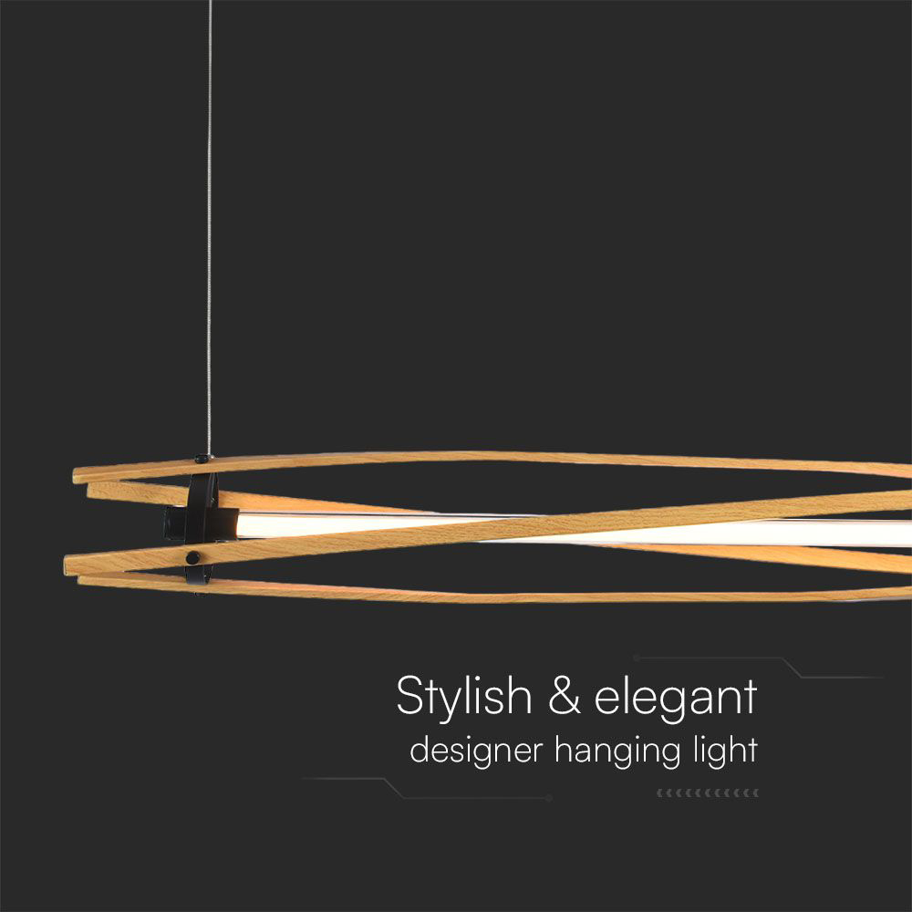 V-TAC 3000K LED Wood and Black Finish Designer Hanging Lamp Image 3
