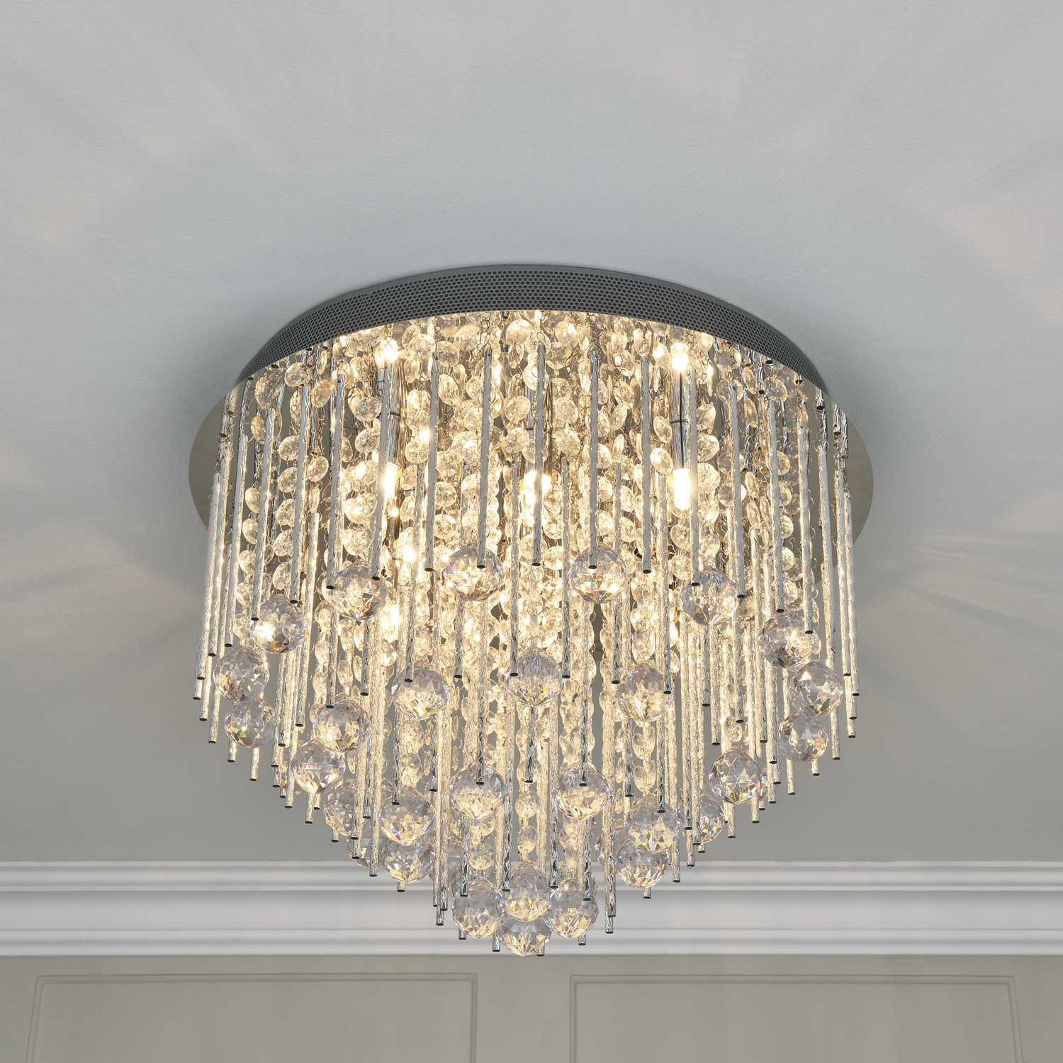 Silver Spiral Crystal 8 Light Chandelier Image 2