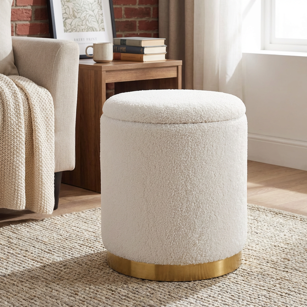 White Teddy Storage Footstool Image 6