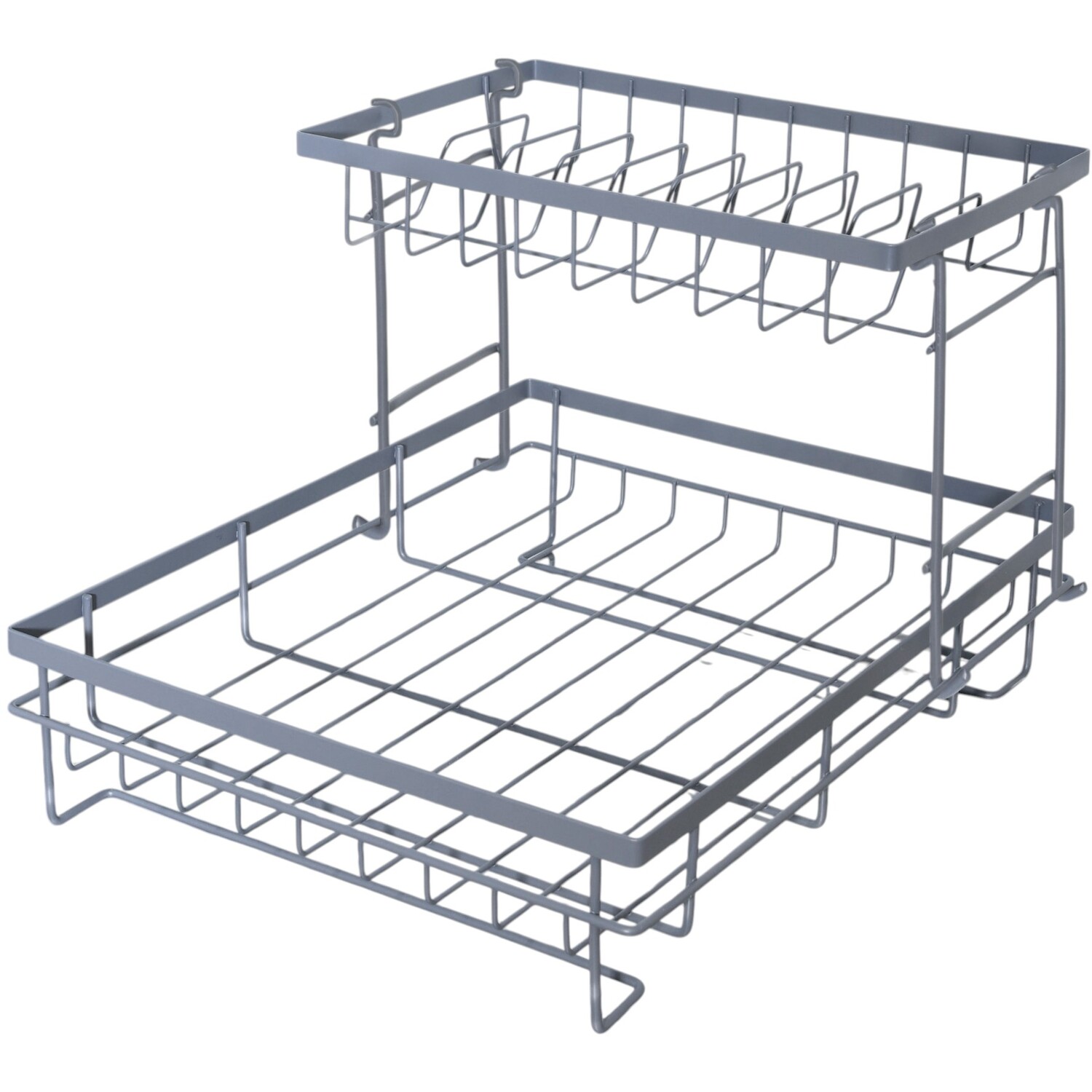 Graphite 2 Tier Dish Drainer with Grey Tray Graphite Grey Image 3