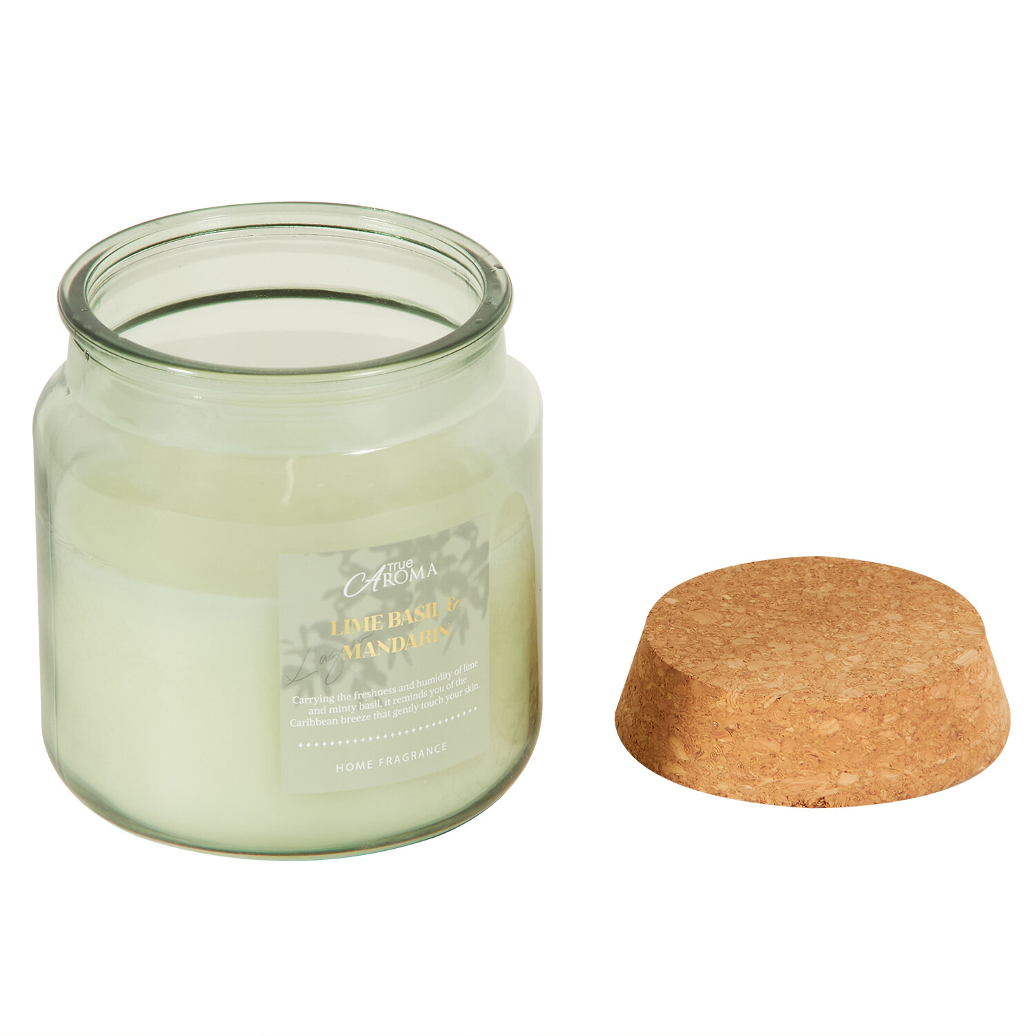 Lime, Basil and Mandarin Cork Candle - Multicolour Image 4