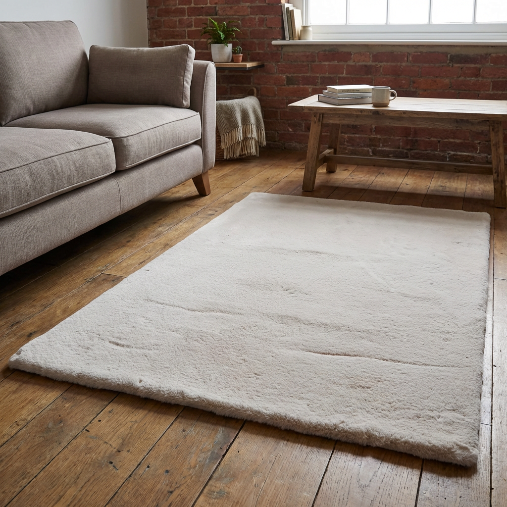 Luxe Natural Rabbit Faux Fur Rug Image 5
