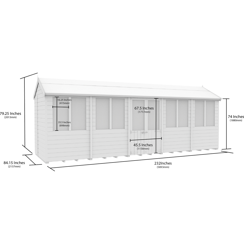 DIY Sheds 20 x 7ft Tongue and Groove Timber Apex Summer Garden Shed Image 9