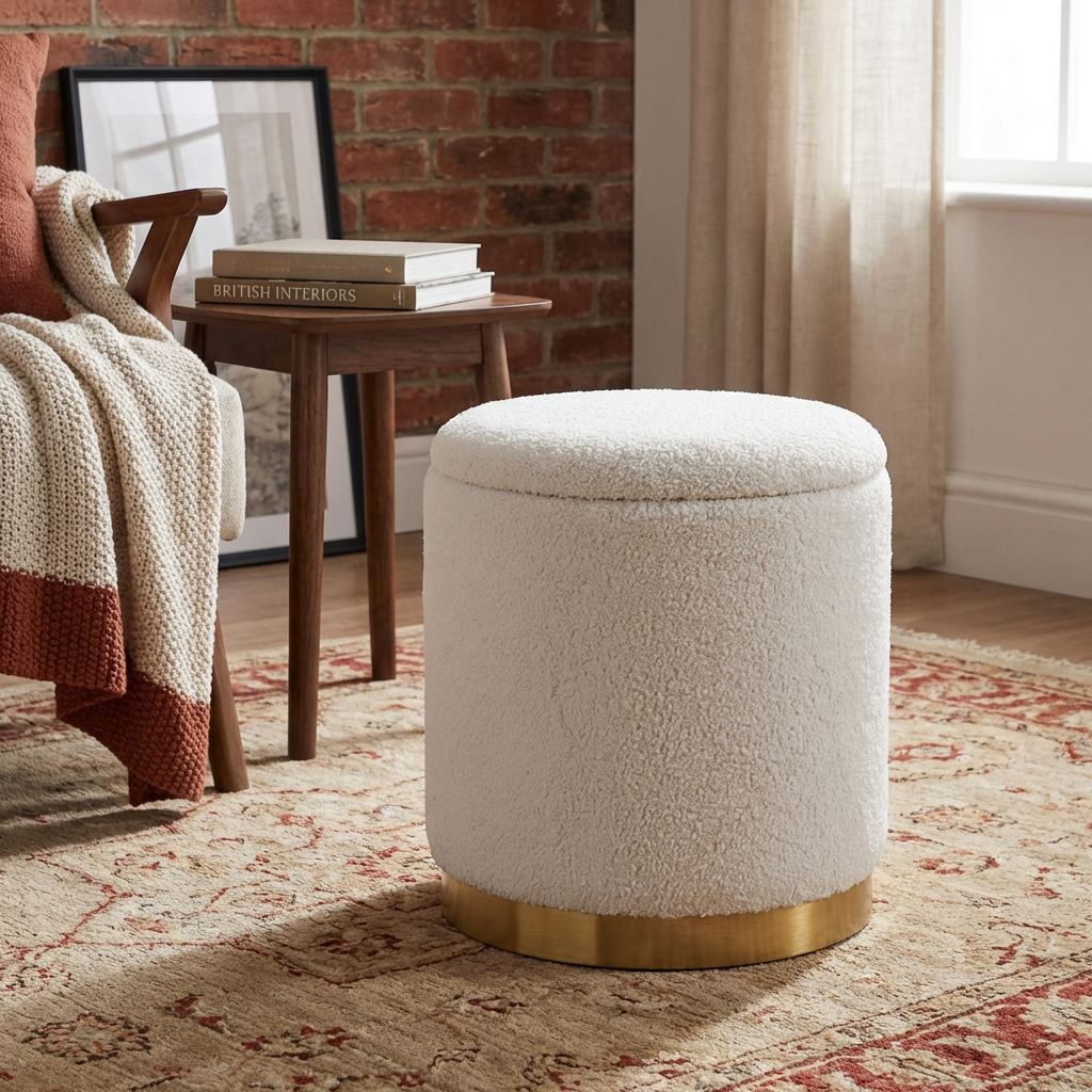 White Teddy Storage Footstool Image 5