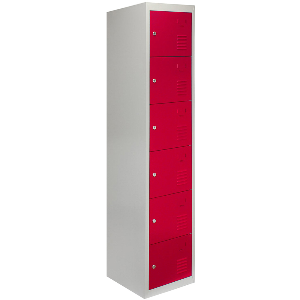 MonsterShop 6 Door Red Metal Storage Locker 3 Pack Image 6