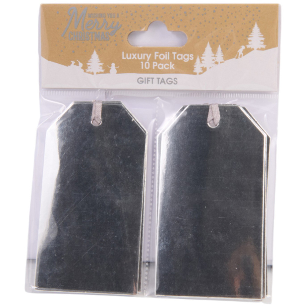 Pack of 10 Foil Christmas Tags - Red Image 1
