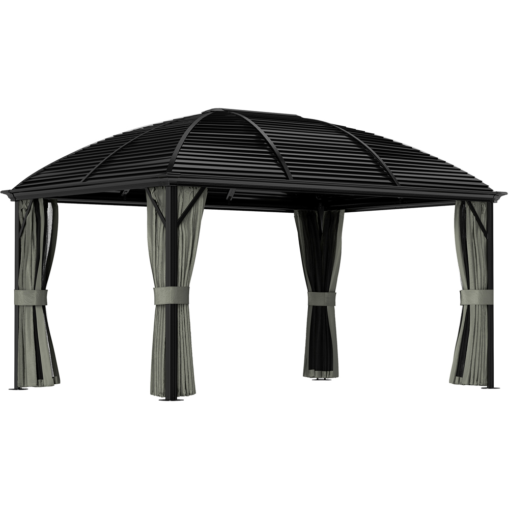 Outsunny 3 x 4m Dark Grey Aluminium Hard Top Gazebo Image 2
