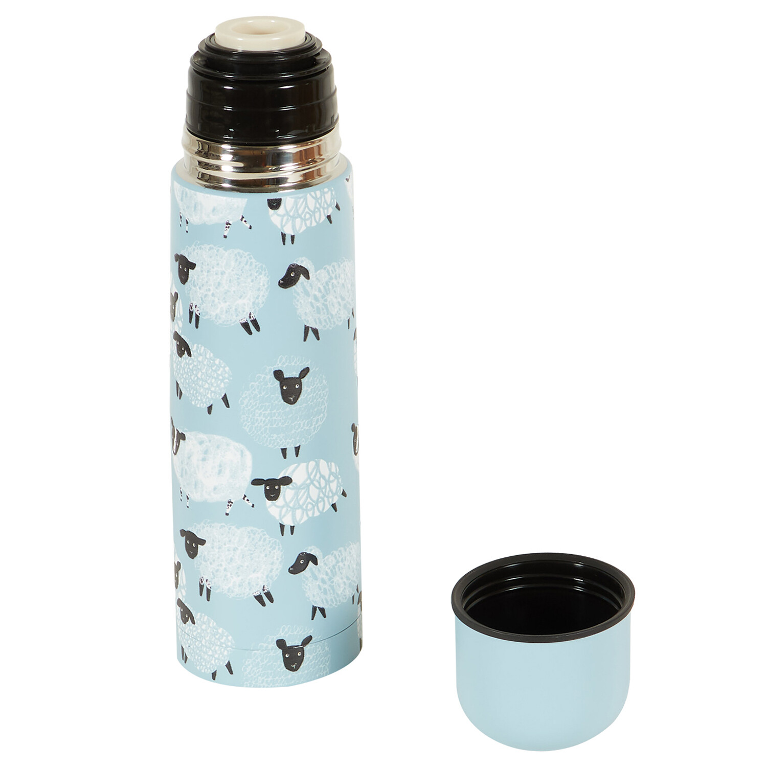 Highland Flock Printed Stainless Steel Flask - Blue Image 4