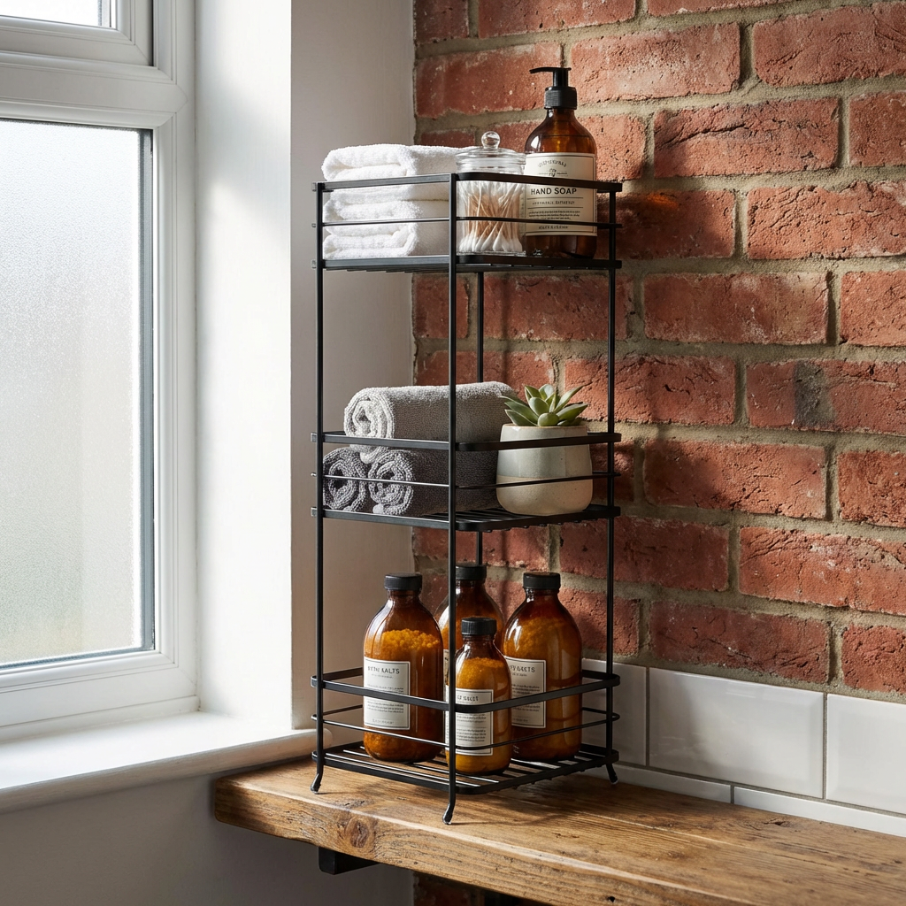3 Tier Matte Black Industrial Storage Caddy Image 3