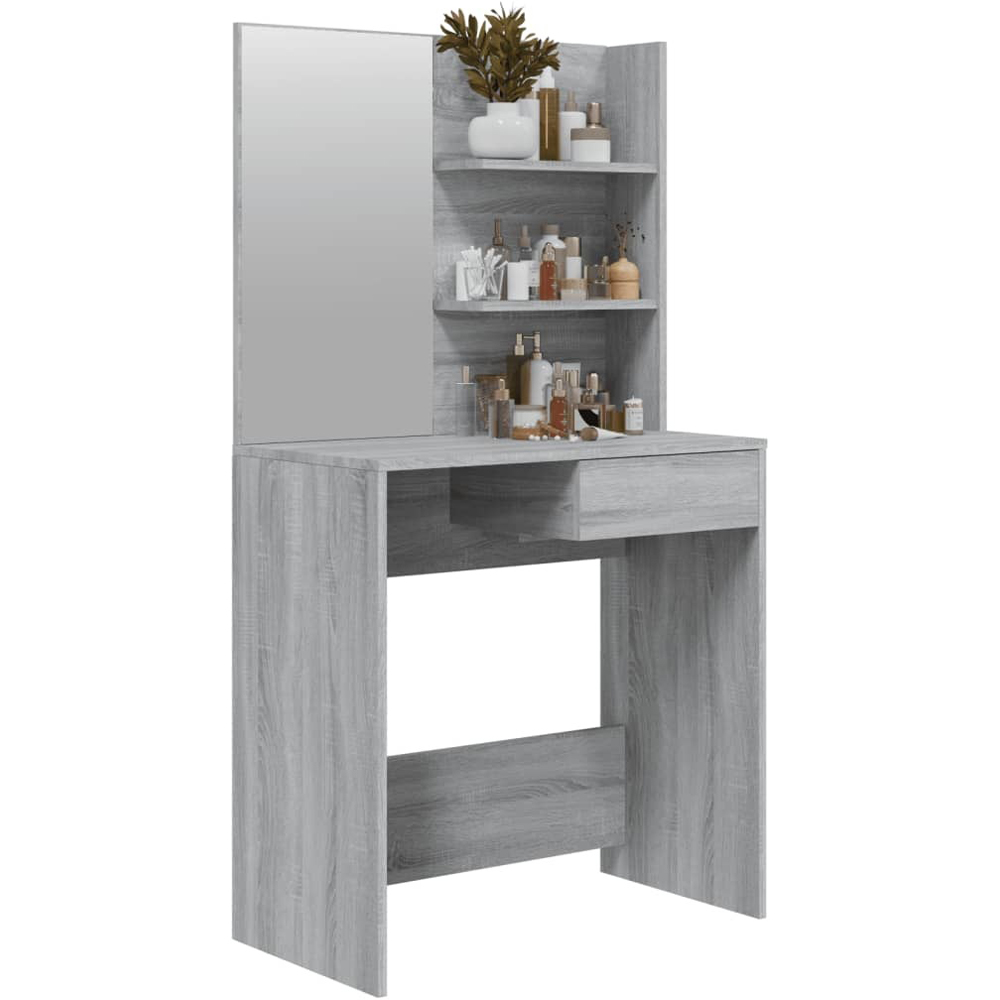 Walplus Single Drawer 2 Shelf Grey Sonoma Dressing Table with Mirror Image 4