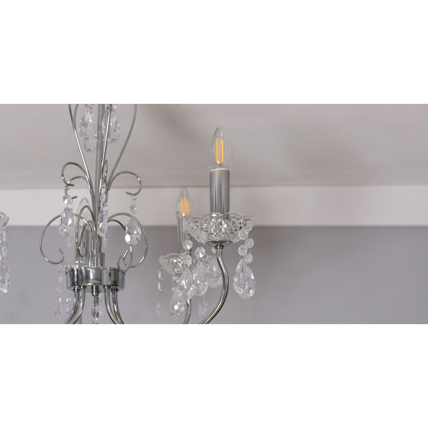 Victoria 5 Light Chrome and Crystal Chandelier Image 3