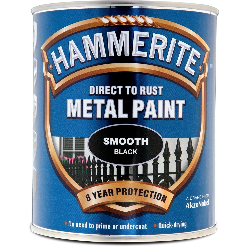 Hammerite Direct to Rust Black Smooth Metal Paint 750ml Image 2