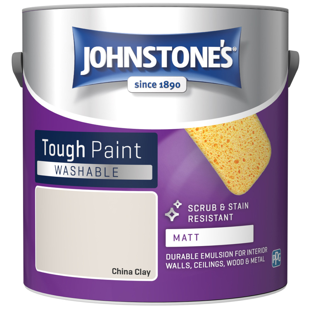 Johnstone's Washable China Clay Matt Emulsion Paint 2.5L Image 2