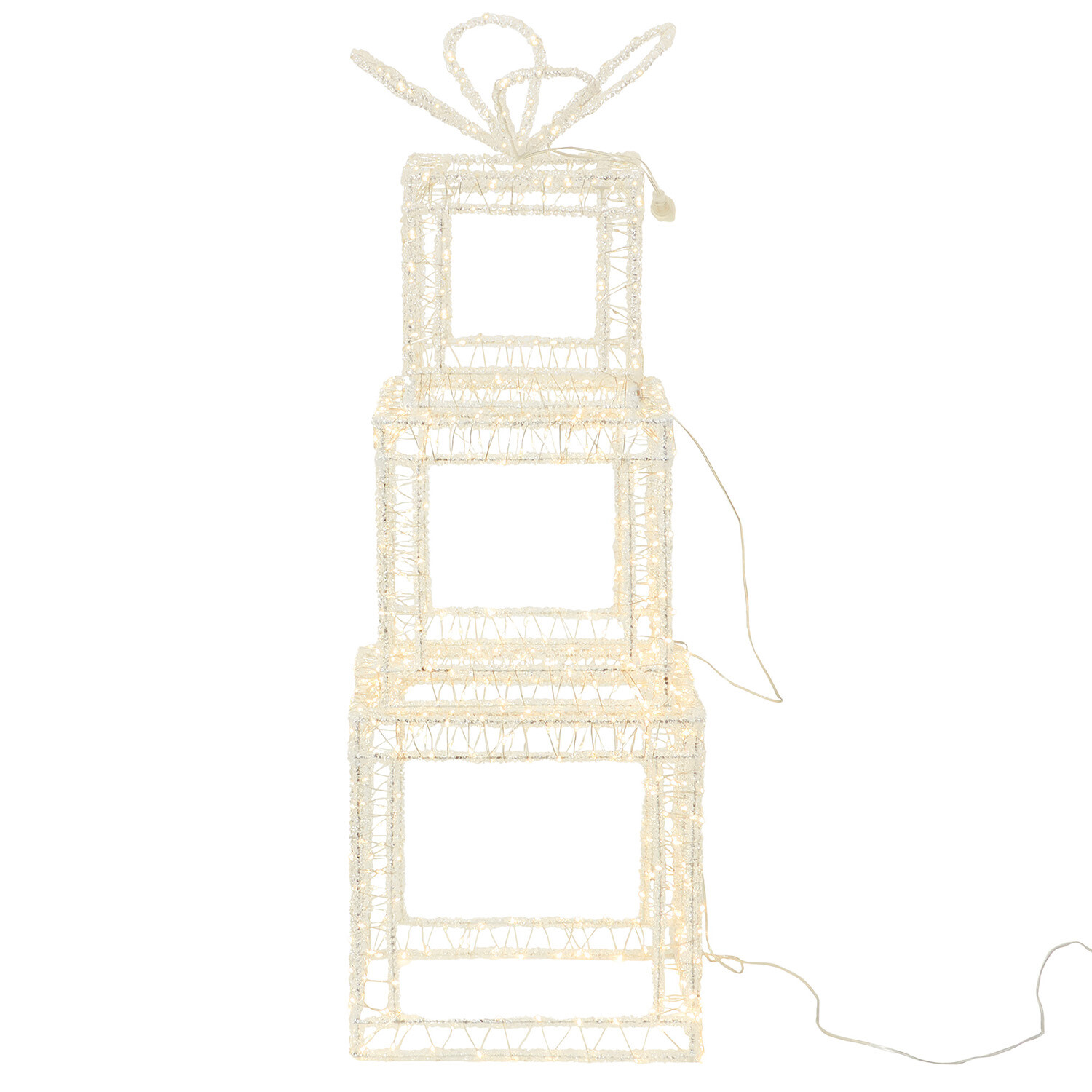 Set of 3 Acrylic LED Present Stack - White Image 2