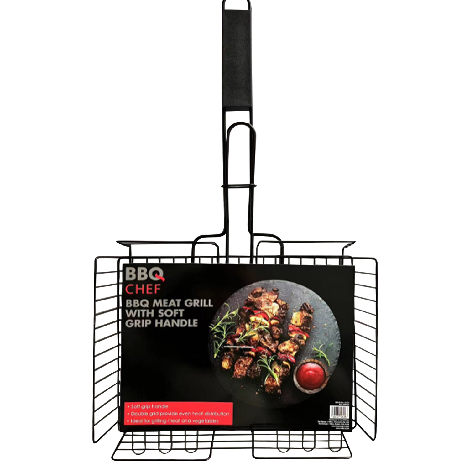 BBQ Meat Grill with Soft Grip Handle - Black Image 2