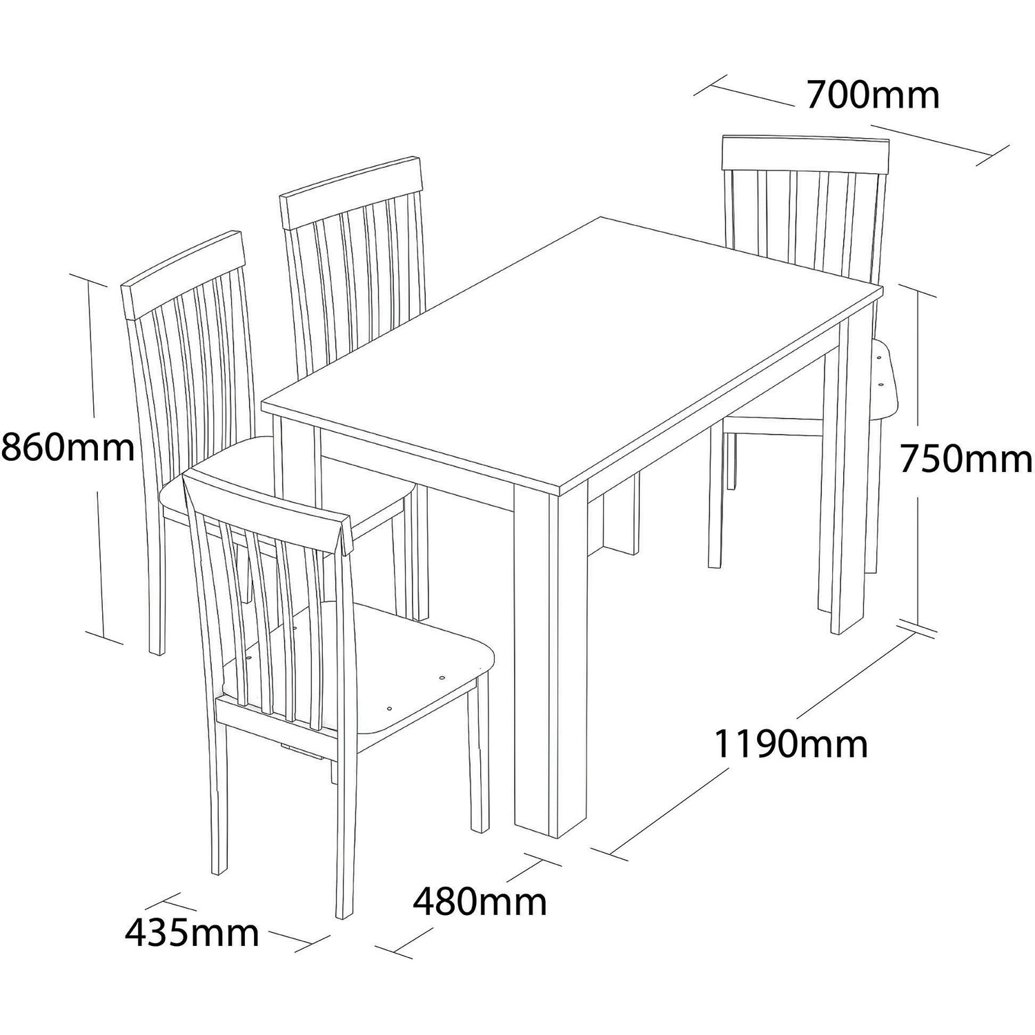 Lexington Wooden 4 Seater Dining Set Grey Image 2