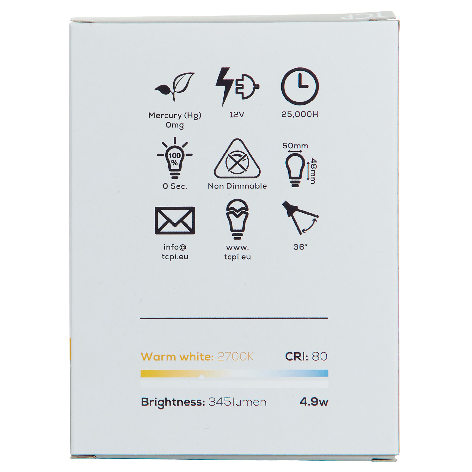 TCP LED Silver MR16 345L Warm White Bulbs - Warm White / 5 Image 3