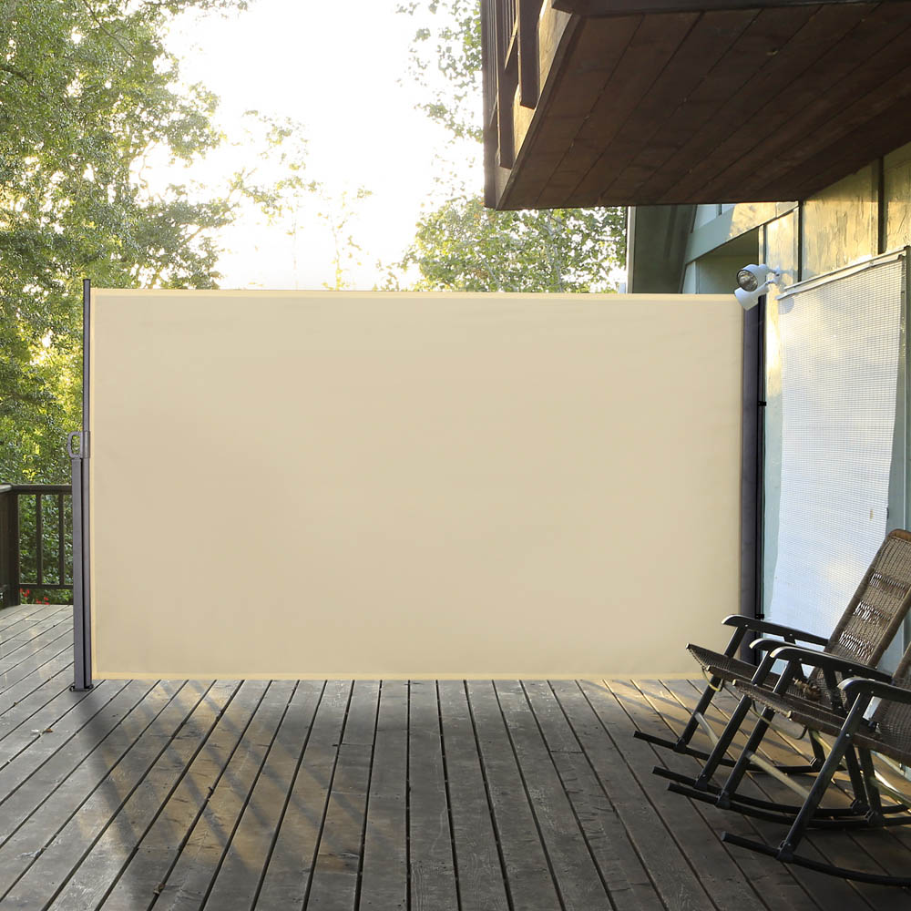 Outsunny 3x1.8M Retractable Side Awning Screen Fence Patio Privacy Divider Cream Image 2