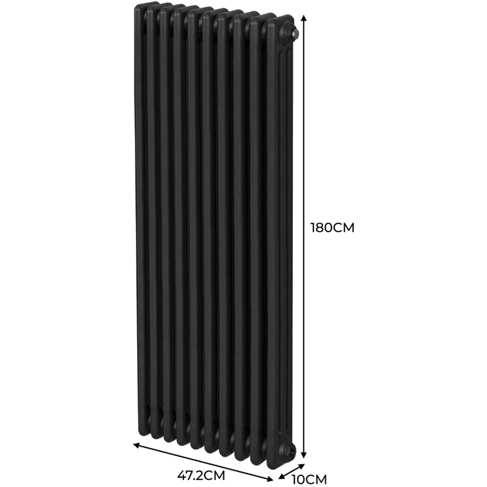 Monster Shop 6596 BTU Black Traditional 3 Column Radiator 1800 x 472mm ...