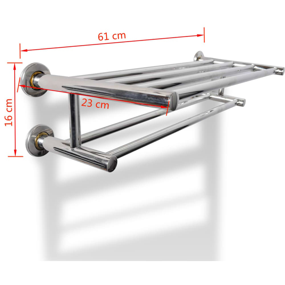Walplus 6 Tubes Silver Stainless Steel Wall Mounted Towel Rack 60cm Image 7