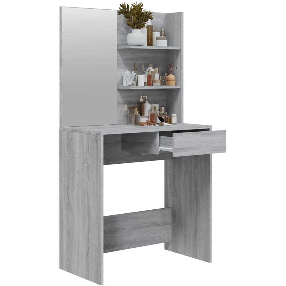 Walplus Single Drawer 2 Shelf Grey Sonoma Dressing Table with Mirror Image 5
