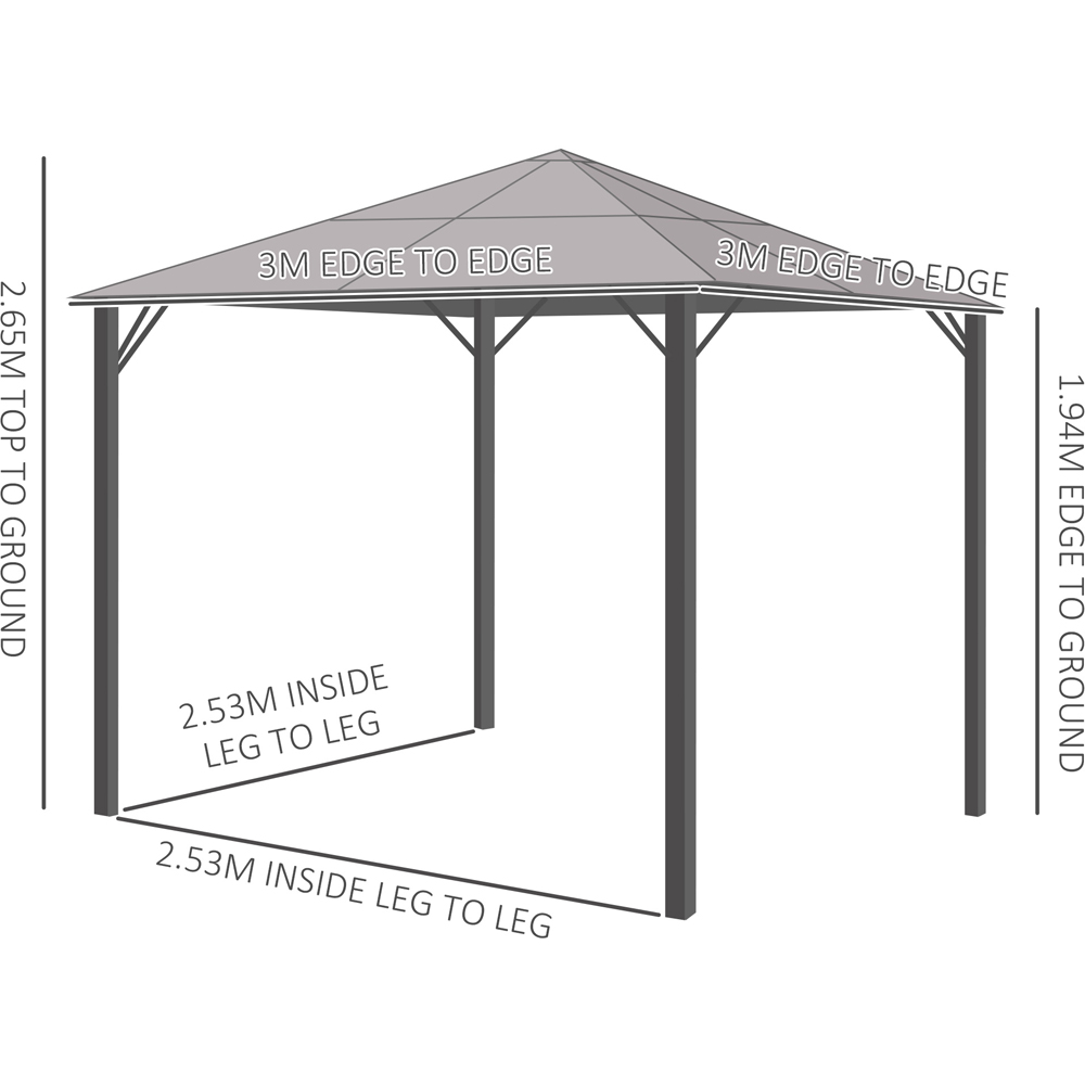 3x3m Gazebo Aluminium Frame Grey Image 3