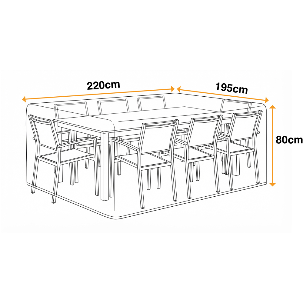 Sahara Premium Black Rectangular Large Dining Set Cover 80 x 220 x 195cm Image 7