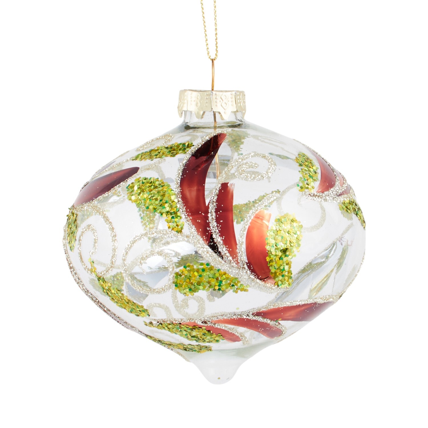 Glass Patterned Onion Bauble Clear Image 2