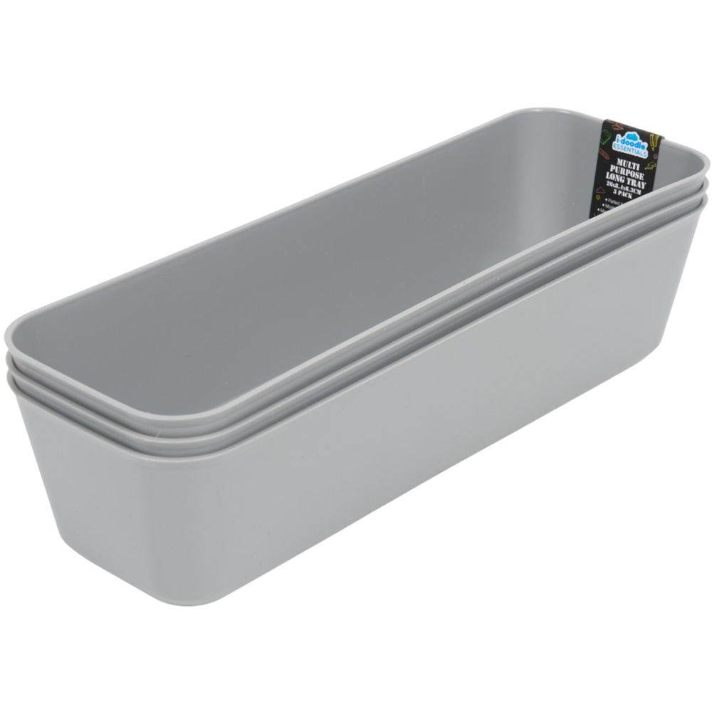 Long Multi Purpose Plastic Storage Tray 3 Pack Image 3
