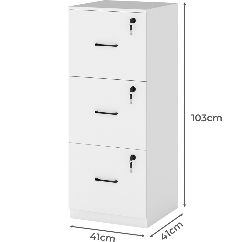 Levede White 3 Drawer Lockable Tall File Cabinet Image 9