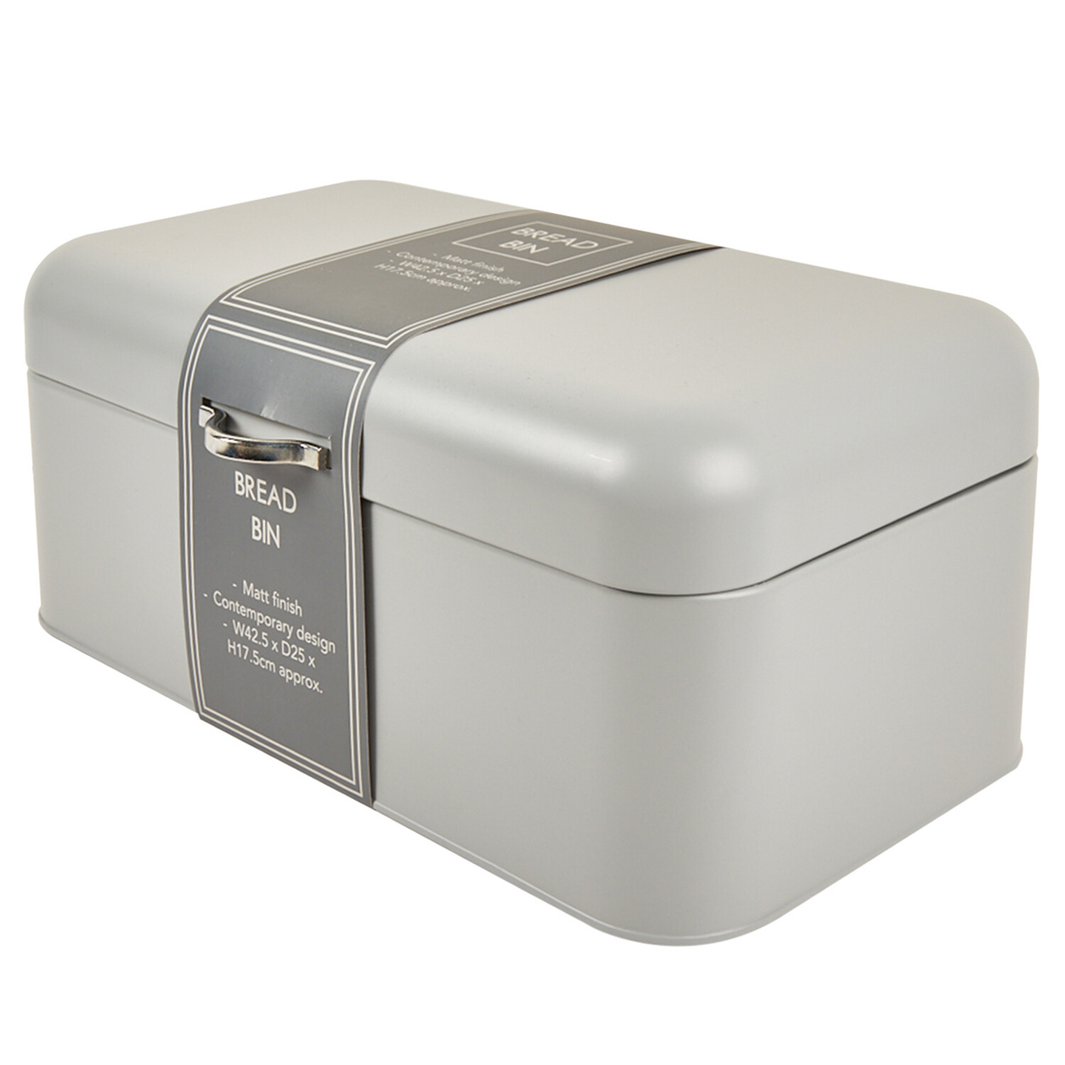Grey Rectangular Bread Bin - Grey Image 3