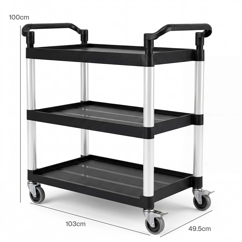 Levede Black 3 Shelf Rolling Tool Storage Cart Image 9