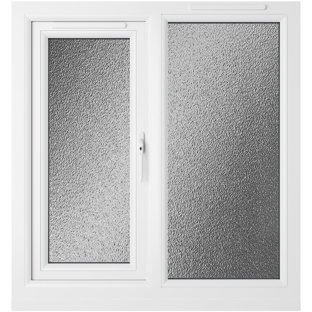 Crystal RH Side Hung Next to a Fixed Grey White Obscure Glass uPVC Double Glazed Window 905 x 965mm Image 2