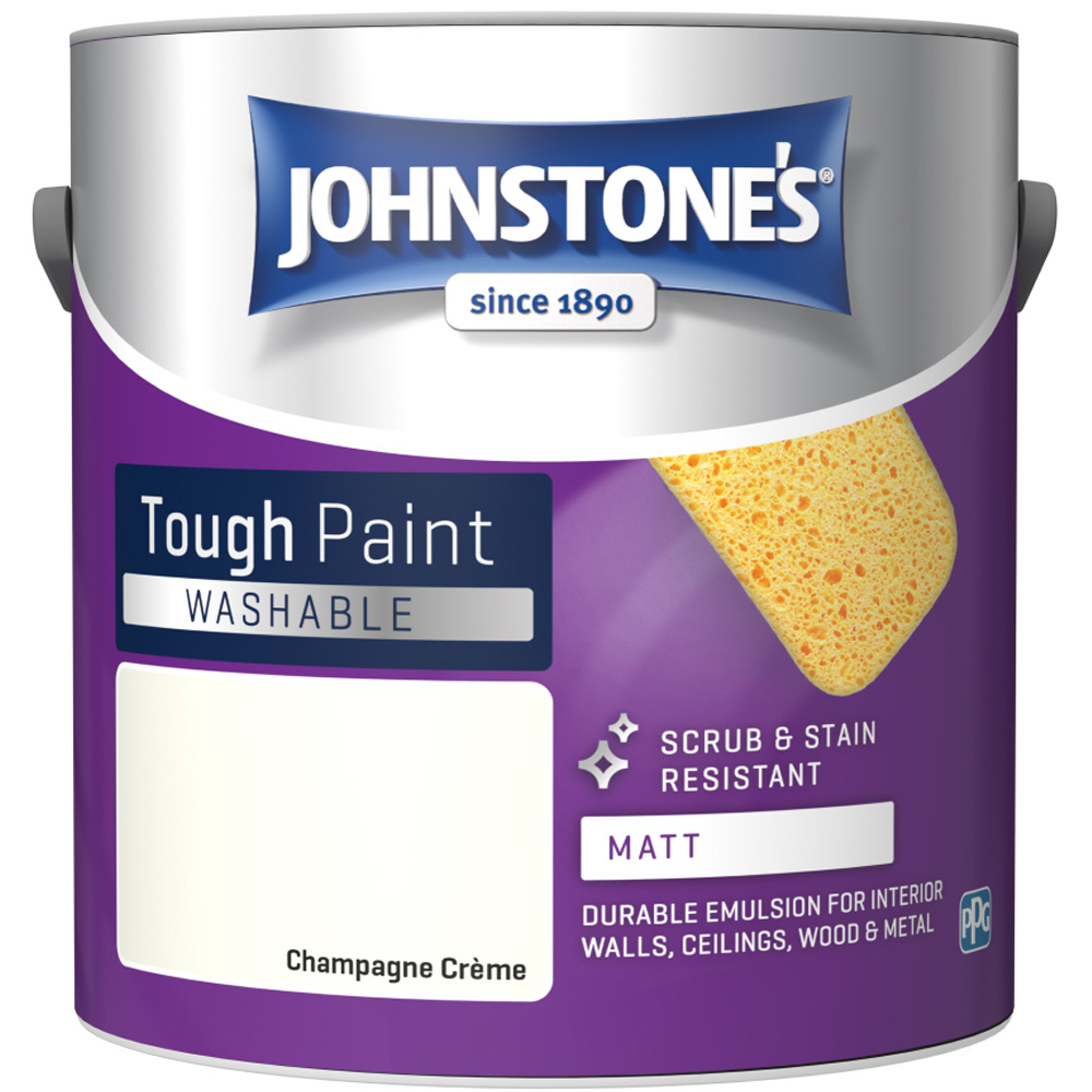 Johnstone's Washable Champagne Creme Matt Emulsion Paint 2.5L Image 2