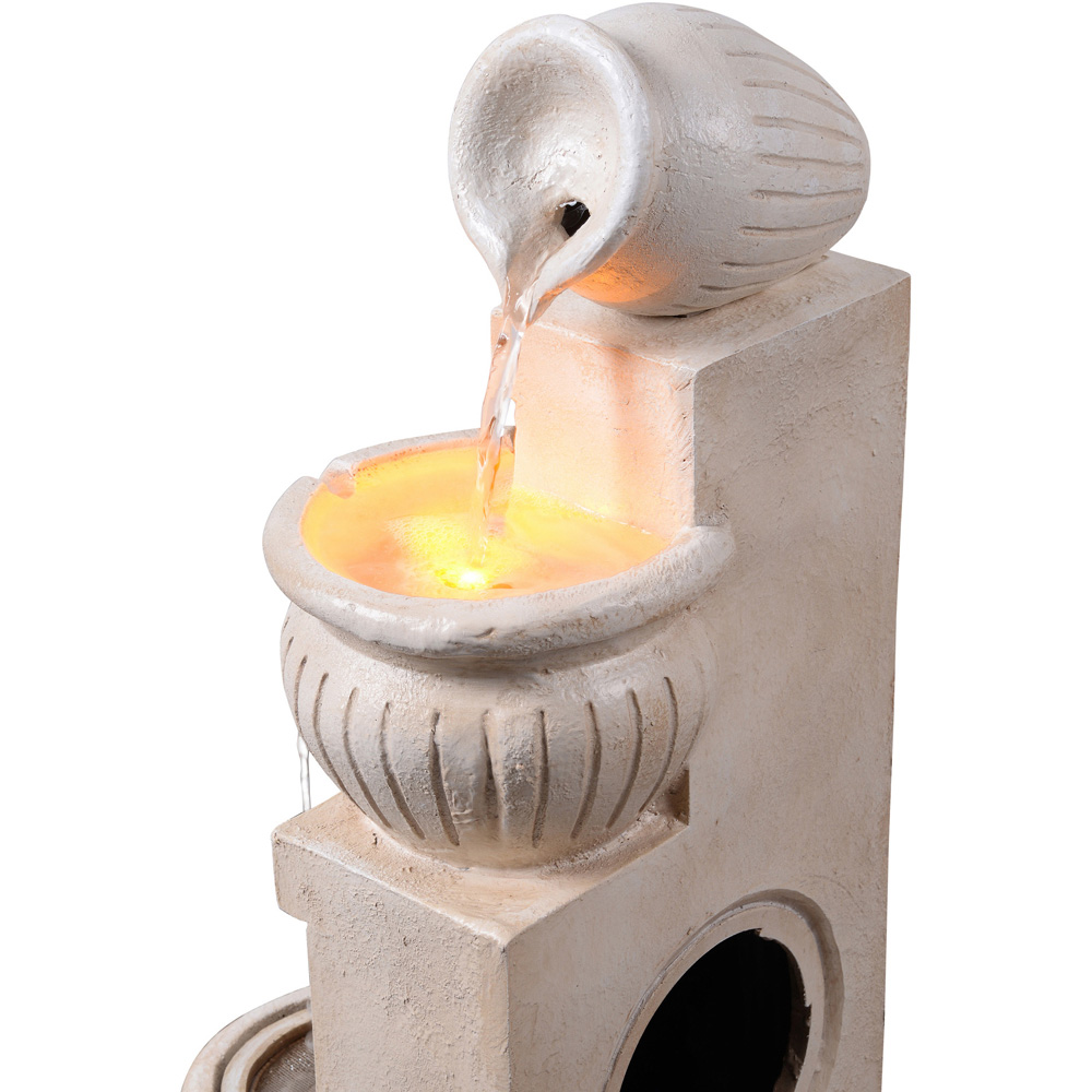 Teamson Home Natural 4-Tier Vertical Texture Cascading Bowl Outdoor Fountain 28.5 inch Image 5