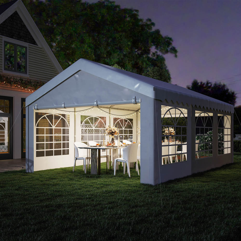 Outsunny 6m Garden Gazebo Portable Carport Shelter w/ Removable Sidewalls&Doors Image 6