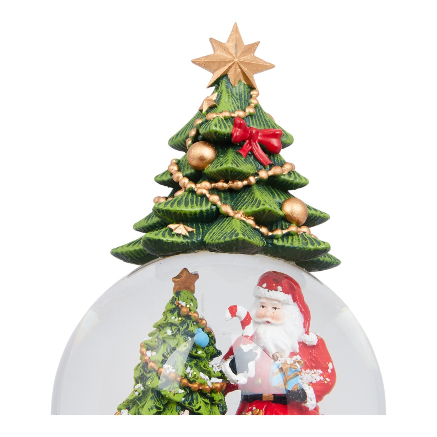 Musical Christmas Tree Santa Snow Globe Decoration Image 3