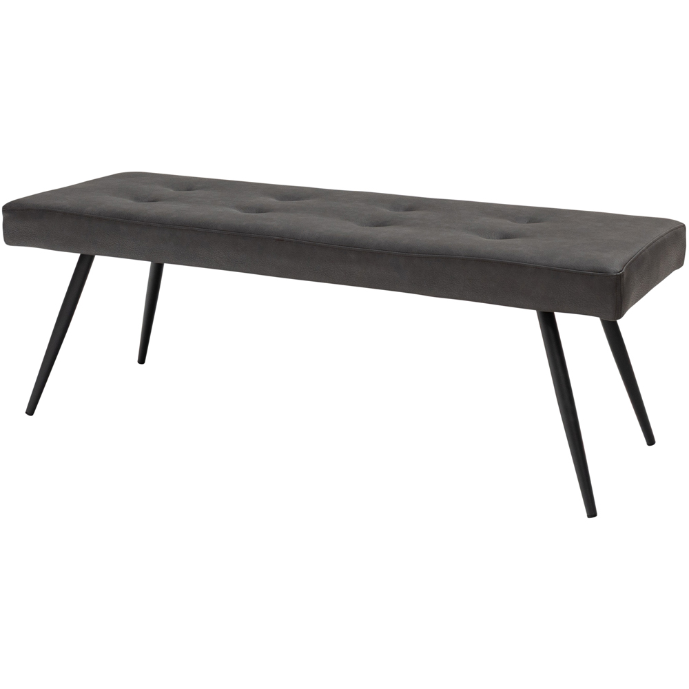 WF Sheldon Charcoal PU Leather Tufted 2 Seater Bench 135cm Image 2