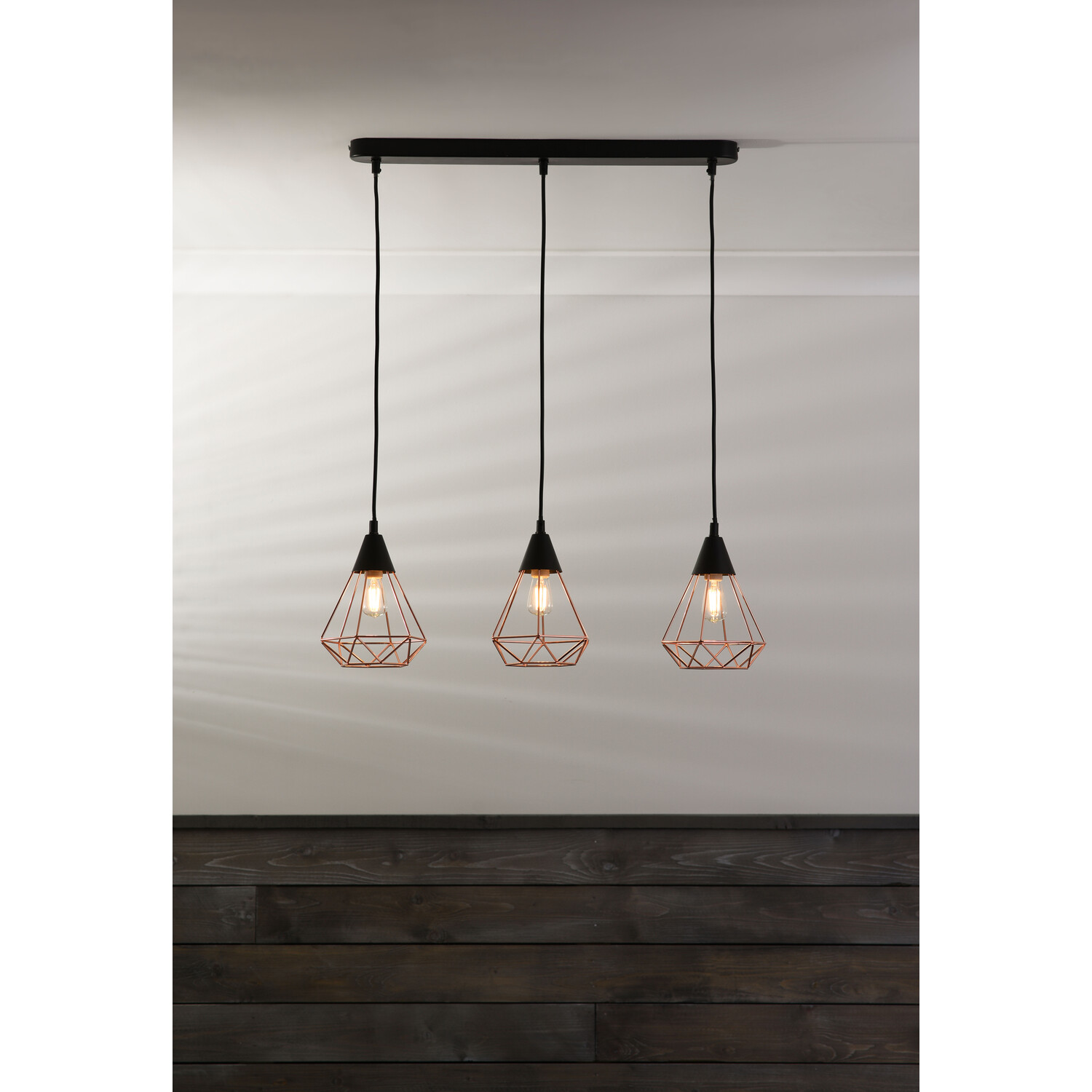 Industrial Black 3 Cage Electrical Ceiling Fitting Image 2