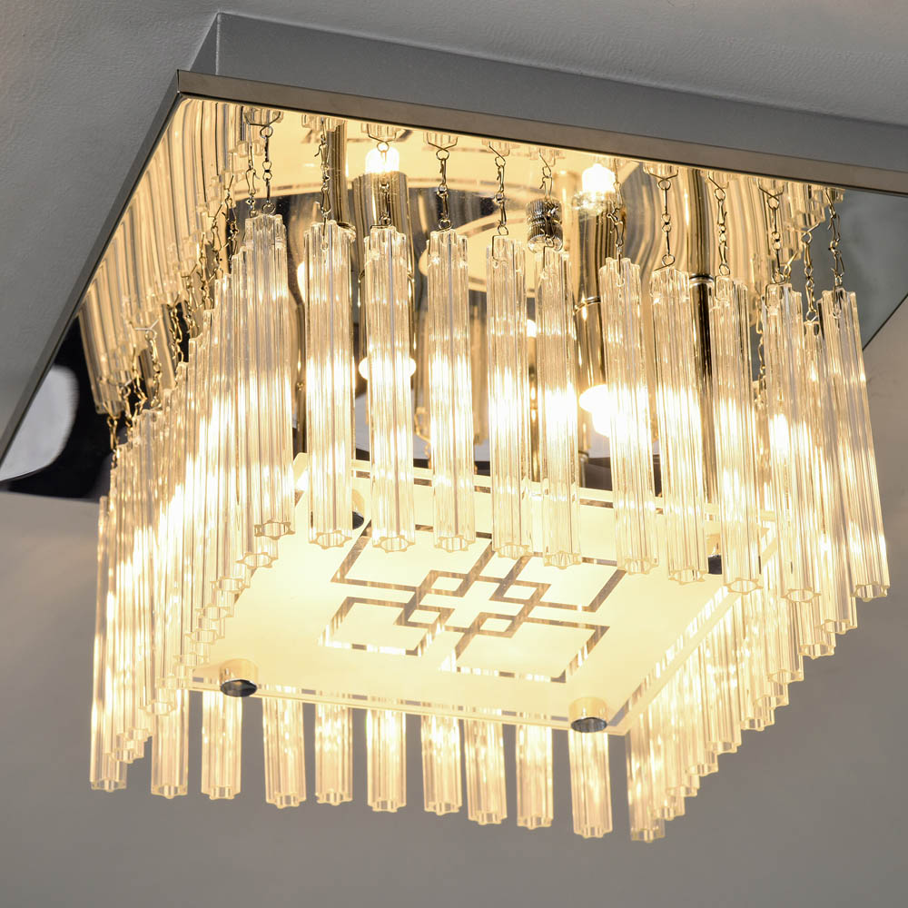 HOMCOM Raindrop Crystal Chandelier Flush Mount Ceiling Light G9 Bulbs Required Image 6