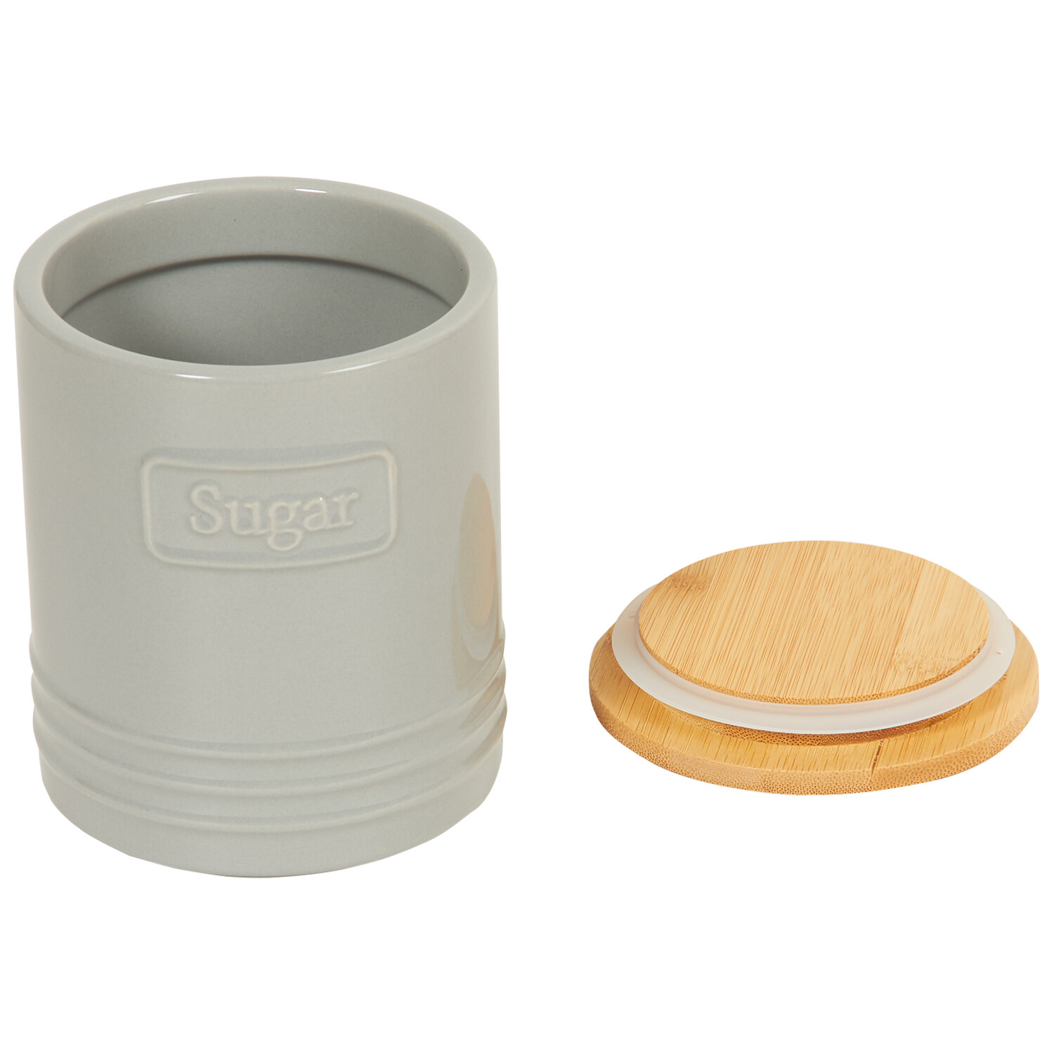 Canister with Bamboo Lid - Grey / Sugar Image 4