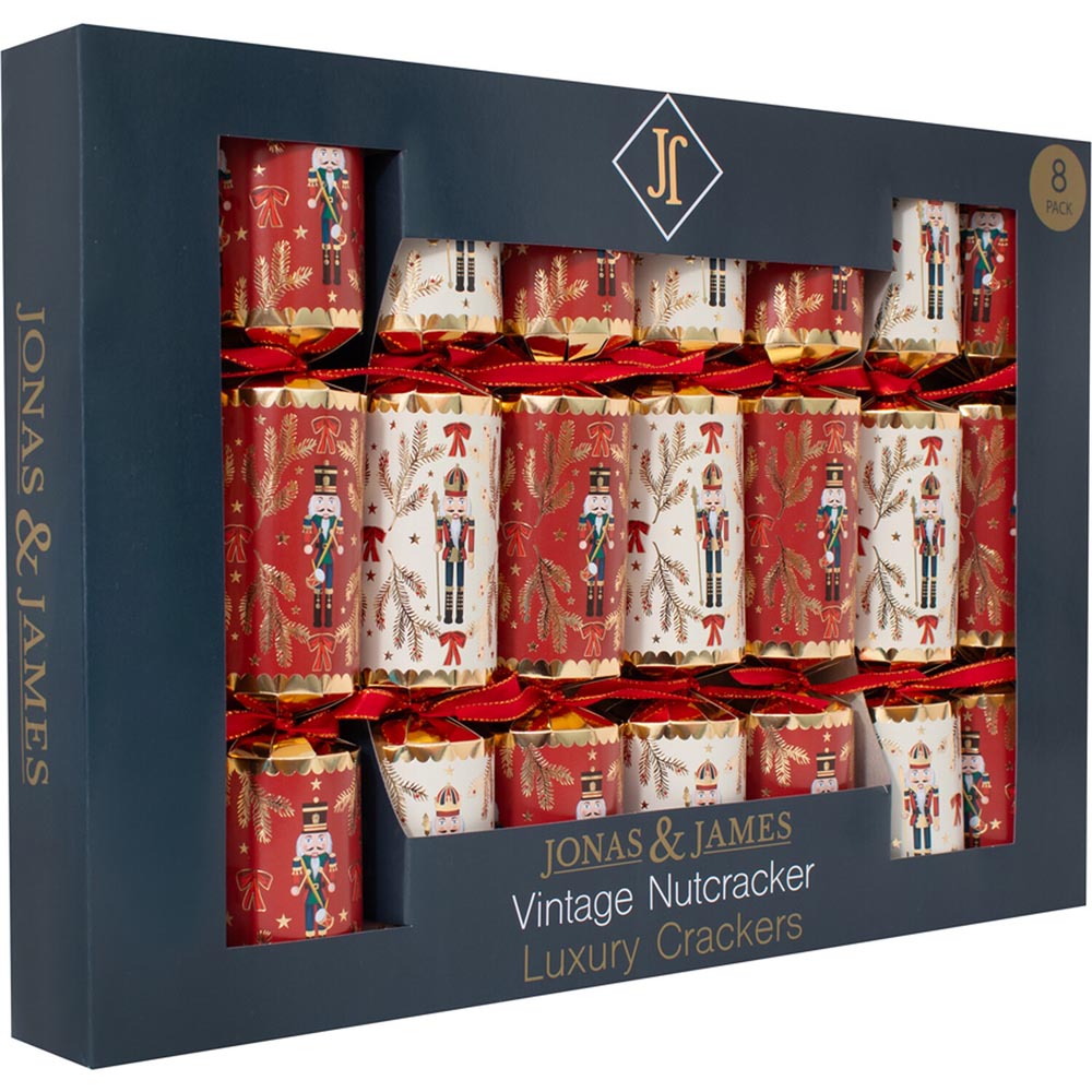 Pack of 8 Vintage Nutcracker Deluxe CrackersRed and Cream Image 2