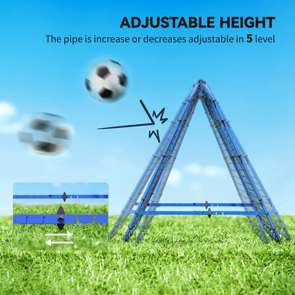 HOMCOM Rebounder Net Football Target Goal with Adjustable Angles, Blue Image 3