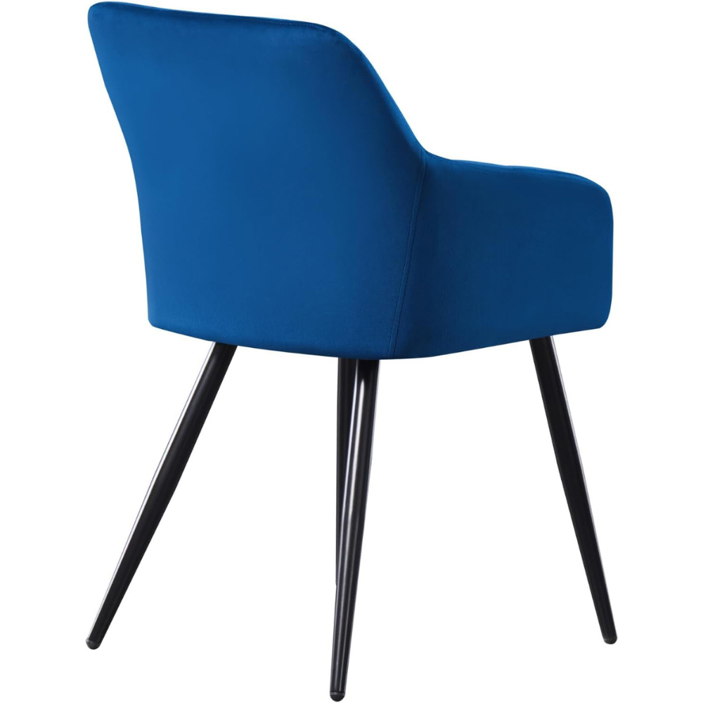 Life Interiors Camden Blue Velvet Upholstered Dining Chair Set of 2 Image 2